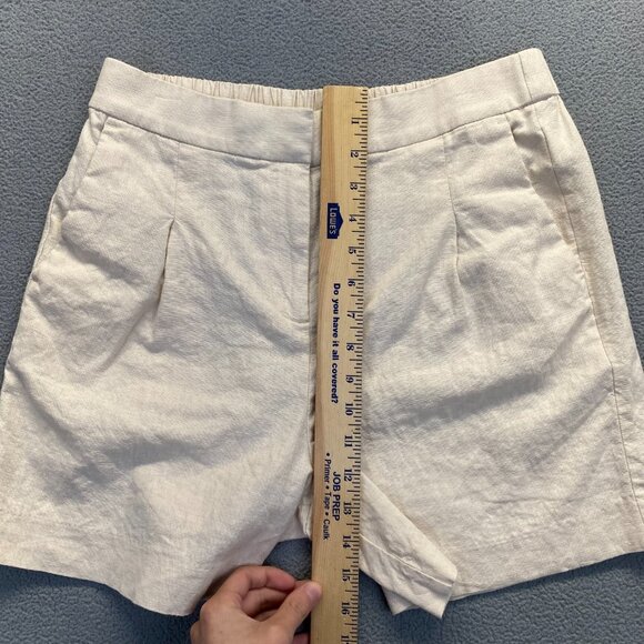 J.Crew Women's Shorts Size 8 Beige 55% Linen‎ Blend,Plated,Pockets,Elastc,Waist - Picture 5 of 8